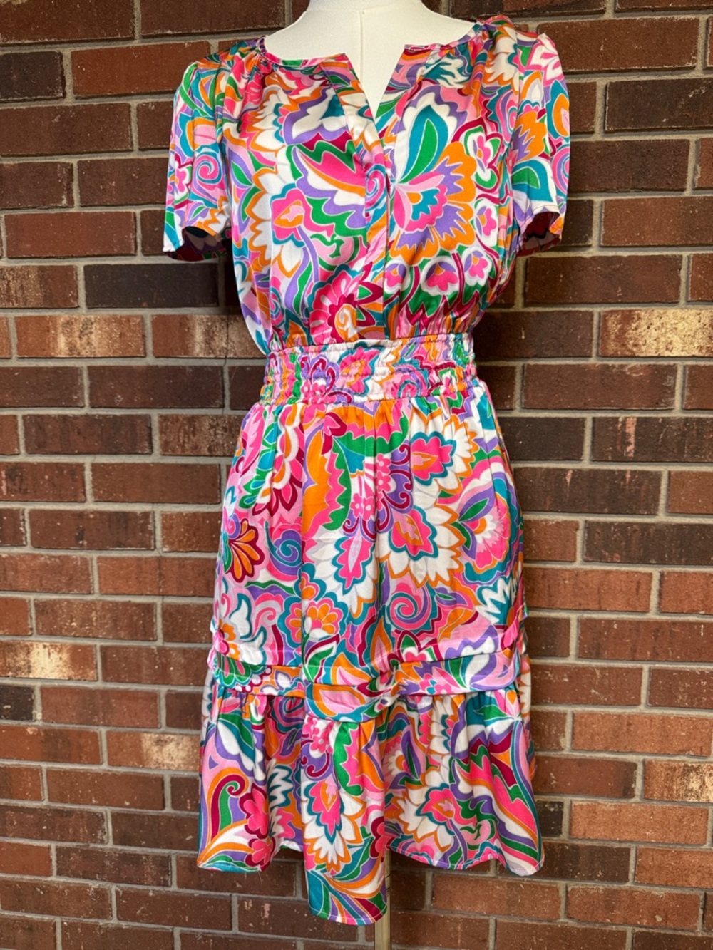 Nicole Miller New York Bright Multicolor Print Dress Size Small